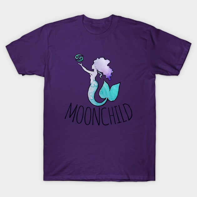 Moonchild Cancer Astrology Mermaid T-Shirt by bubbsnugg